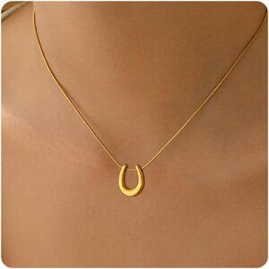 ⚡Gold Necklace for Women 18K Plated Crescent Moon Sun Horse Shoe Horn Pendant